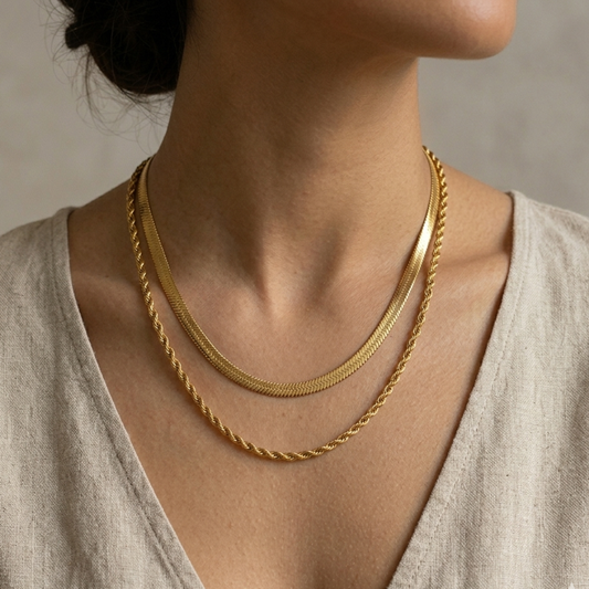 Melina Layered Necklace Set – 18K Gold Plated